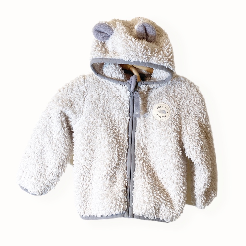 North Face Teddy Coat Fleece Hoodie 6-12M Gray